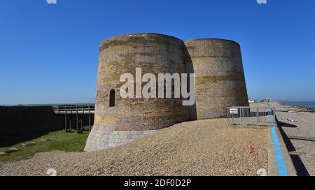 Martello Tower historic coastal defence at Aldeburgh Suffolk England Stock Photo