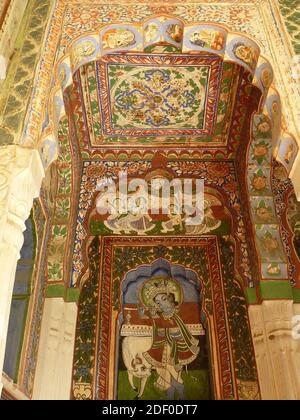 Stunning architecture offside the touristic trails: haveli in the region of Shekhawati in Rajasthan, India Stock Photo