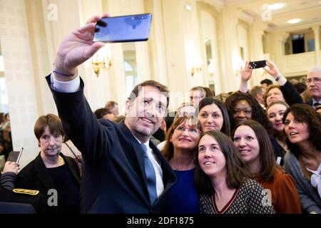 French Interior Minister Christophe Castaner next to Britanny region