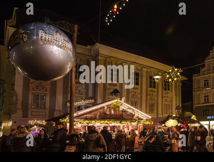 Graz, Austria - November 22, 2019: Beautiful Christmas decorations at night, in the city center of Graz, Styria region, Austria Stock Photo