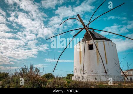 Traditional windmill in Vejer de la Frontera, a nice Spanish village. Stock Photo