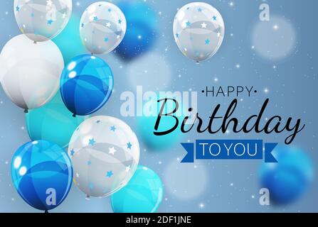 Happy Birthday Background with Balloons.  Illustration Stock Photo