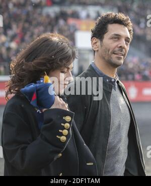 Tomer SISLEY and his wife Sandra attending the Grand Prix d'Amerique horse race on January 2