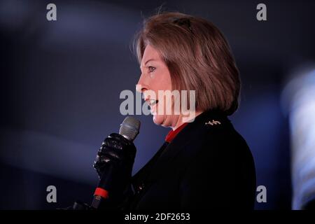 Attorney Sidney Powell, member of President Donald Trump's legal team, speaks at a rally on Wednesday, Dec. 2, 2020, in Alpharetta, Ga. Stock Photo