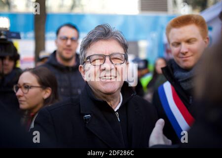 Luc Adrien Jean Luc Melenchon take part in a protest against the rising cost of ...