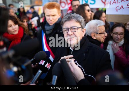 Luc Adrien Jean Luc Melenchon take part in a protest against the rising cost of ...