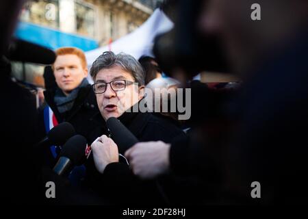 Luc Adrien Jean Luc Melenchon take part in a protest against the rising cost of ...