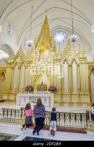 Alabama Hanceville Shrine of the Most Blessed Sacrament,of Our Lady of the Angels Monastery OLAM,13th century Franciscan style church monastery,inside Stock Photo