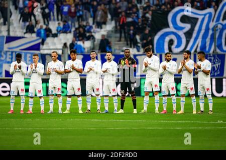 Players of OM during the French Ligue 1 football match Olympique de Marseille v FC Nantes at the Orange Velodrome, in Marseille, France on February 22, 2020. Photo by Julien Poupart/ABACAPRESS.COM Stock Photo