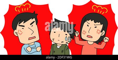 This is a illustration of An angry couple who abuses children Stock Vector