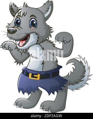 Vector Illustration of Funny cartoon wolf Stock Vector