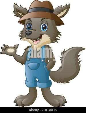 Vector Illustration of Cartoon werewolf waving Stock Vector