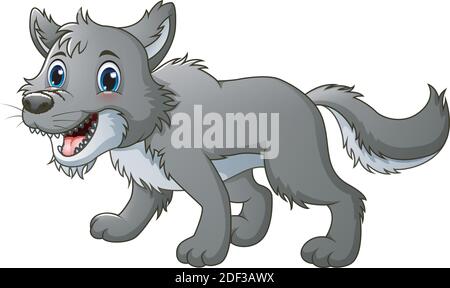 Vector illustration of Smiling wolf cartoon Stock Vector