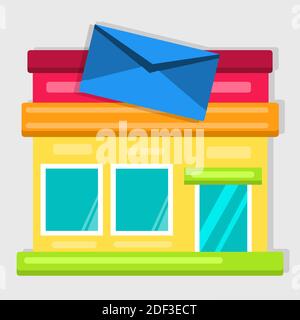 post office building vector illustration in flat style Stock Vector