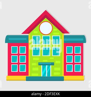 school building vector illustration in flat style Stock Vector