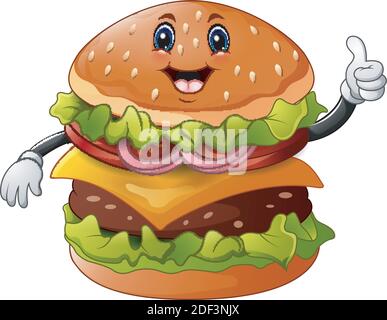 Vector illustration of Cartoon burger giving a thumbs up Stock Vector