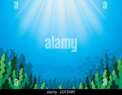 Ocean scene with seaweed underwater illustration Stock Vector Image ...