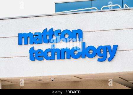 Sep 17, 2020 Fremont / CA / USA - Mattson Technology logo at the Silicon Valley headquarters; Mattson Technology Inc is an American technology company Stock Photo