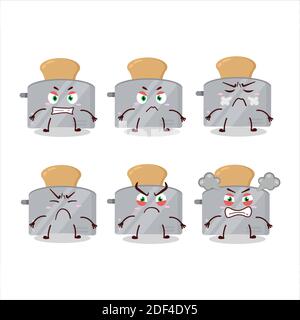 Toast maker cartoon character with various angry expressions. Vector illustration Stock Vector