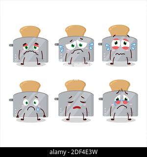 Toast maker cartoon character with sad expression. Vector illustration Stock Vector