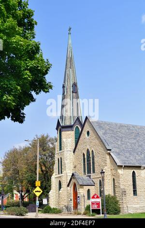 Ottawa, Illinois, USA. The Christ Episcopal Church in downtown Ottawa, Illinois. Stock Photo