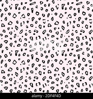 Seamless hand drawn ink pattern. Creative endless background with blots. Abstract striped texture with bold monochrome lines. Decorative vector design Stock Vector