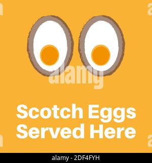Scotch Eggs served here vector illustration on a yellow background Stock Vector