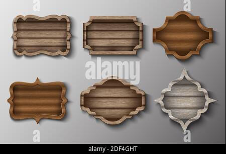 Collection of vector wooden frames and sign boards. Stock Vector