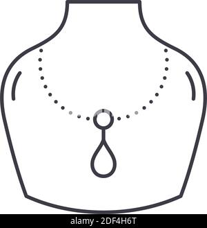 Necklace jewerly icon, linear isolated illustration, thin line vector, web design sign, outline concept symbol with editable stroke on white Stock Vector