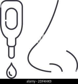 Nasal drops icon, linear isolated illustration, thin line vector, web design sign, outline concept symbol with editable stroke on white background. Stock Vector
