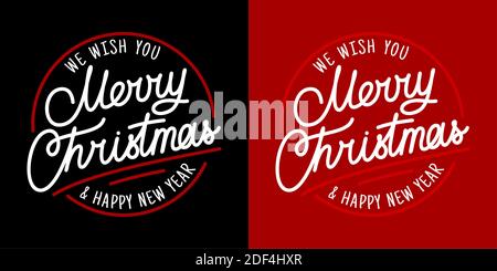 Handwritten Merry Christmas And Happy New Year Font Lettering Vector Illustration Art Stock Vector