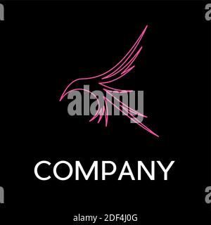 Vector sign abstract hummingbird in flight, in linear style on black background Stock Vector