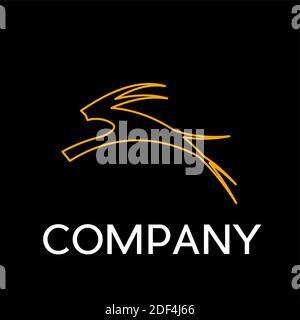 Vector sign abstract antelope, in linear style on black background Stock Vector