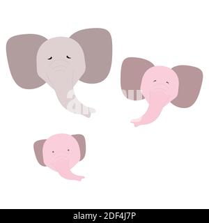 Cute catoon elephant on white background for kids. Beautiful nursery room poster tempale with cute elephant baby. Stock Vector