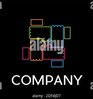 Vector sign hands crossed, teamwork concept , in linear style on black background Stock Vector