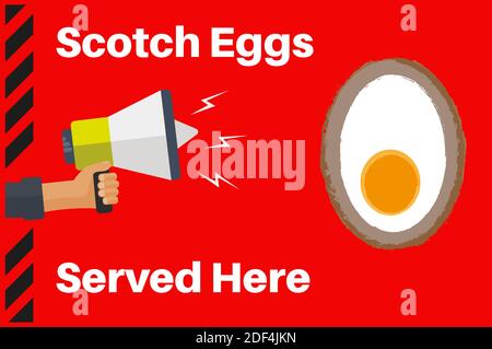Scotch Eggs served here vector illustration on a red background Stock Vector