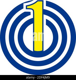 Vector sign number one on the circle Stock Vector