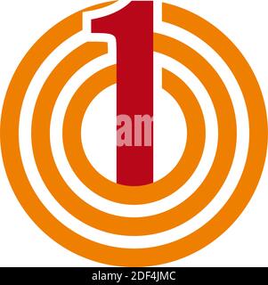 Vector sign number one on the circle Stock Vector
