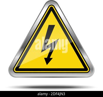 realistic vector warning power outage metal sign plate with warning sign on it, isolated on white background. Stock Vector