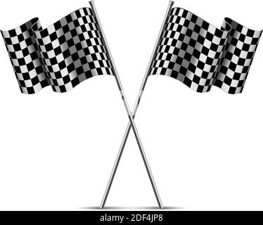 realistic vector checkered racing flags. Isolated on white background. Stock Vector