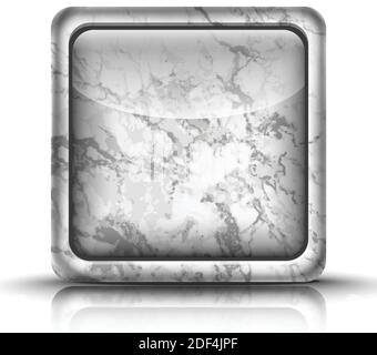 Vector realistic app button. Icon with frame in marble and stone texture. Stock Vector