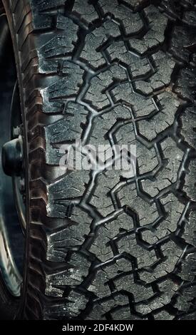 Black Soft Rubber Tires disk car wheel pattern. Car tyre texture background Stock Photo