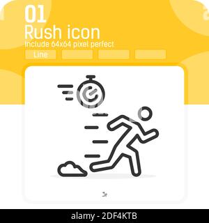 rush icon with outline style isolated on white background. Vector illustration people running sign symbol icon concept for web design, ui, ux, website Stock Vector