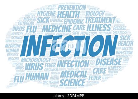 Infection typography word cloud create with text only. Stock Photo
