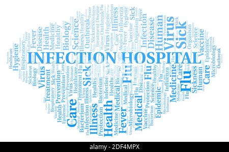 Infection Hospital typography word cloud create with text only. Stock Photo