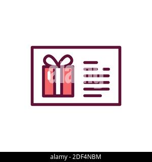 Gift certificate line icon. Isolated vector element. Stock Vector