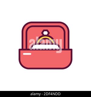 Proposal in marriage line icon. Isolated vector element. Stock Vector