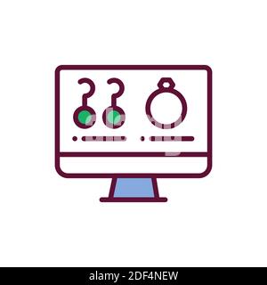 Online jewelry shop line icon. Isolated vector element. Stock Vector