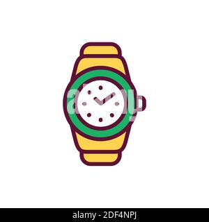 Wristwatch line icon. Isolated vector element. Stock Vector