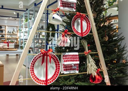 Helsinki, Finland November 30, 2020 Shop window decoration for the new year. High quality photo Stock Photo